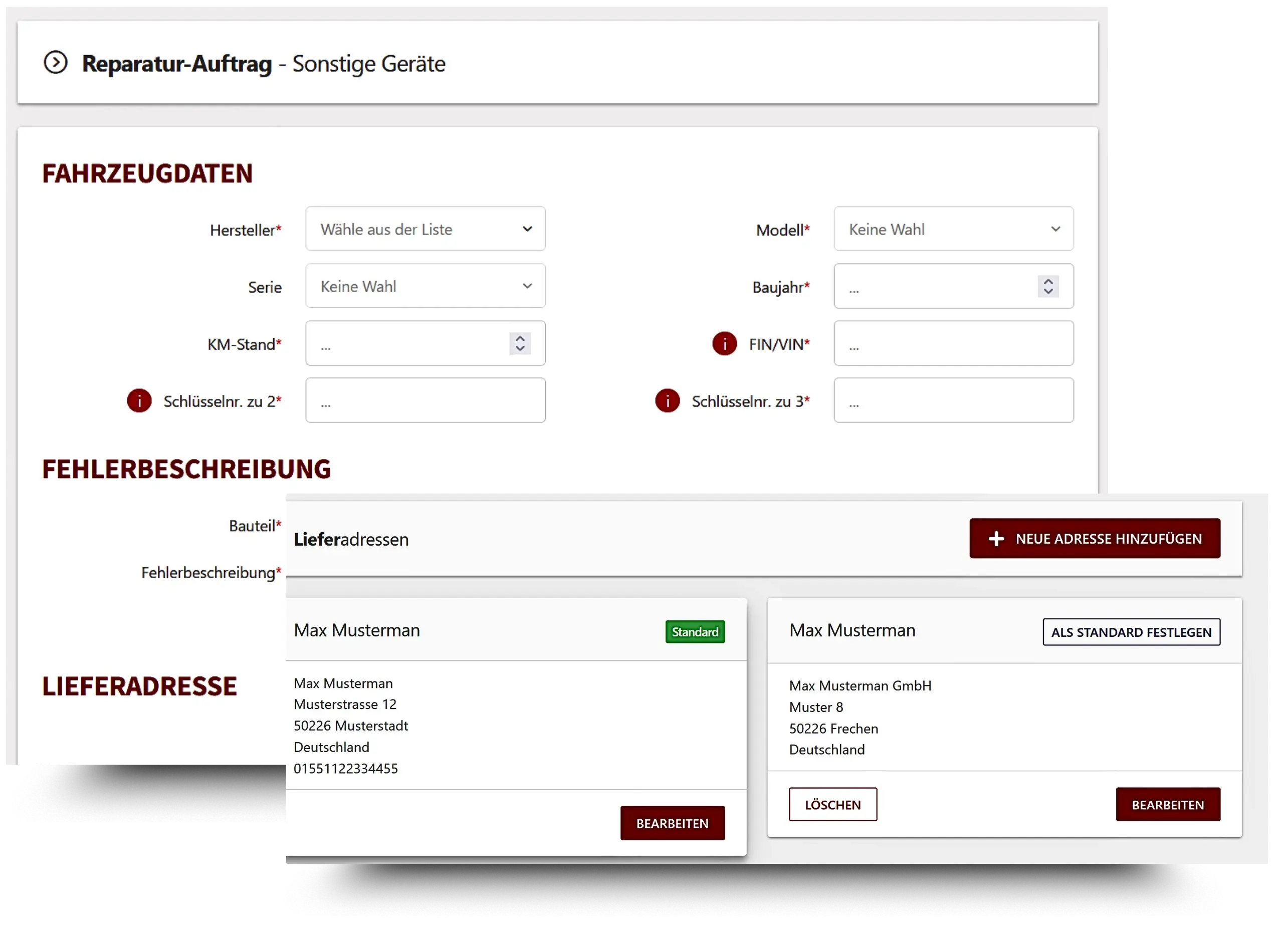 Schnelle Online-Auftragserfassung