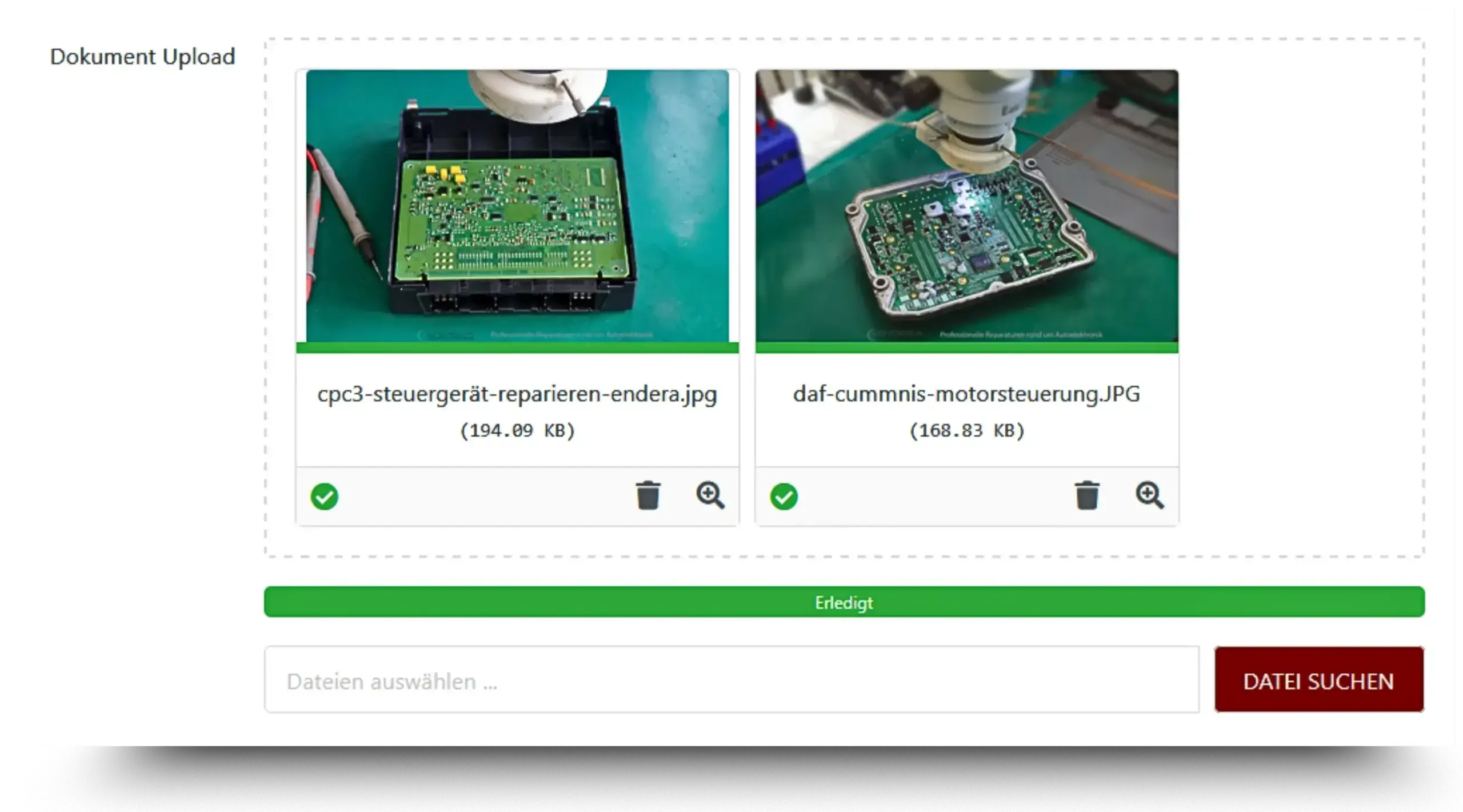 Foto- und Video-Upload Funktion